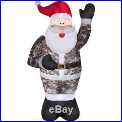 7ft Inflatable Santa Claus Camo Christmas Airblown Holiday Yard Decoration Light