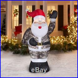 7ft Inflatable Santa Claus Camo Christmas Airblown Holiday Yard Decoration Light