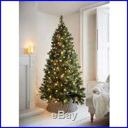 7ft Oslo Pre-Lit Glitter Green christmas trees with Berries & Pinecones Attached