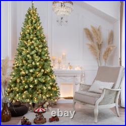 7ft PVC Christmas Tree with400 UL Lights, Metal Stand Artificial Holiday Xmas Tree