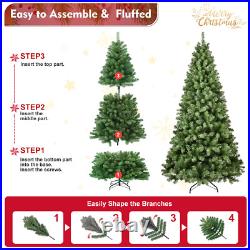 7ft PVC Christmas Tree with400 UL Lights, Metal Stand Artificial Holiday Xmas Tree