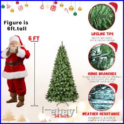 7ft PVC Christmas Tree with400 UL Lights, Metal Stand Artificial Holiday Xmas Tree