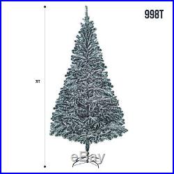 7ft PVC Snow Flock Christmas Tree Artificial With Metal Base Office Party Xmas
