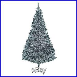 7ft PVC Snow Flock Christmas Tree Artificial With Metal Base Office Party Xmas