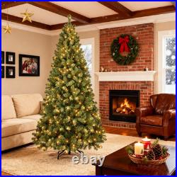 7ft PreLit Artificial Full Christmas Tree with400 Warm White Lights &Foldable Base