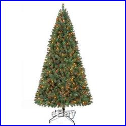 7ft Pre-Lit Christmas Pine Tree 350 Multi Color Lights Holiday Decor Tree Stand