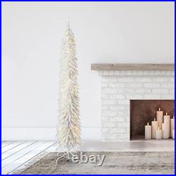 7ft Pre-Lit Tinsel Christmas Tree 150 LED Lights Holiday Decor Metal Stand New