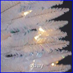 7ft Pre-Lit Tinsel Christmas Tree 150 LED Lights Holiday Decor Metal Stand New