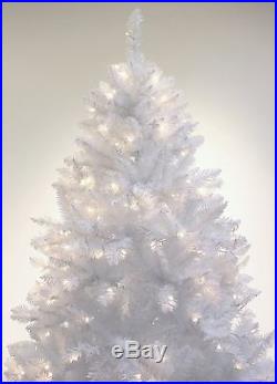 7ft Pre-lit Sparkling White Artificial Christmas Tree with LED light (hinge)
