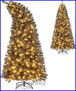 7ft Preassembled Black Christmas Tree with Bendable Top, Halloween Tree