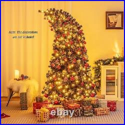 7ft Preassembled Black Christmas Tree with Bendable Top, Halloween Tree