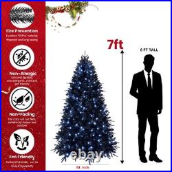 7ft Prelit Artificial Black Christmas Tree Halloween &1916 Branch Tip &450 Light