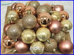 80 X Rose Gold Champagne Copper Pearlised Christmas Baubles Decorations 50mm