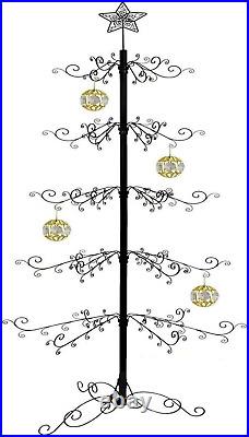 84 Inch Ornament Display Tree Stand Metal Wrought Iron Christmas Holder Hanger W