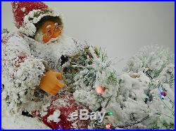88cm Flocked Santa On Sleigh Christmas Decoration With Multi Colour LEDs (FS006)