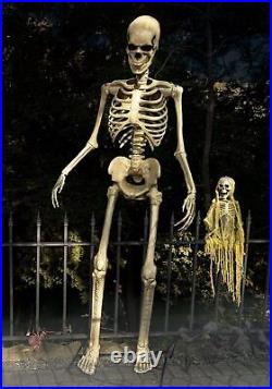 8FT Animated Outdoor Yard Skeleton Decoration, Motion Sensor Eyes Flashing LED