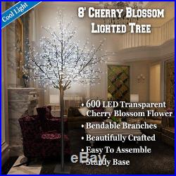 8FT Cherry Blossom Flower Tree 600L LED Light Tree Home Garden Christmas Decor