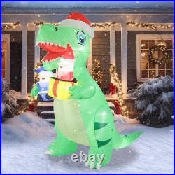 8FT Christmas Inflatables Dinosaur 2025 NEW LED Outdoor Decoration