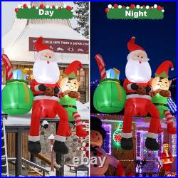 8FT Christmas Inflatables Santa Sitting on Roof 2025 NEW LED Outdoor ...