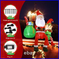 8FT Christmas Inflatables Santa Sitting on Roof 2025 NEW LED Outdoor ...