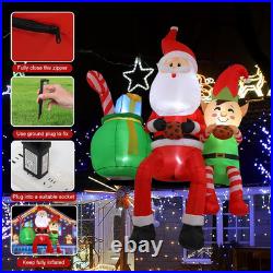 8FT Christmas Inflatables Santa Sitting on Roof 2025 NEW LED Outdoor ...