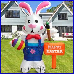 8FT Easter Inflatable Decorations Standing Bunny Holding Egg and Paintbrush