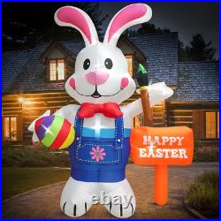 8FT Easter Inflatable Decorations Standing Bunny Holding Egg and Paintbrush