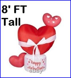 8FT Happy Valentines Day Hearts Pink Red Blown Inflatable LED Lighted Yard Decor