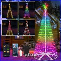 8FT Outdoor Christmas Tree, 388 LEDs RGB Color Changing Smart App ...
