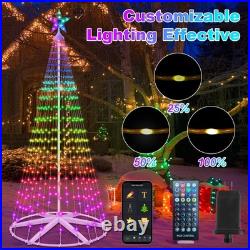 8FT Outdoor Christmas Tree, 388 LEDs RGB Color Changing Smart App Remote Cont