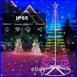 8FT Outdoor Christmas Tree, 388 LEDs RGB Color Changing Smart App Remote Cont