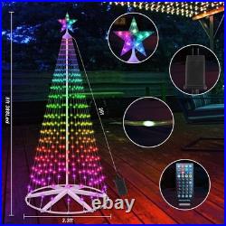 8FT Outdoor Christmas Tree, 388 LEDs RGB Color Changing Smart App Remote Cont