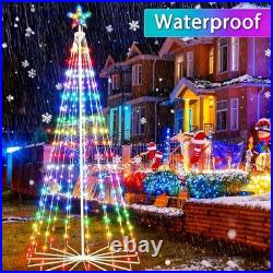 8FT Star Top Christmas Lights 340 LED Color Changing with Remote Timer Control