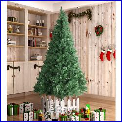 8FT Unlit Christmas Tree with Stand Indoor Outdoor Holiday Season Artificial PVC
