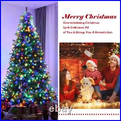 8Ft Pre-Lit Artificial Christmas Tree Premium Hinged with 750 LED Lights & Stand
