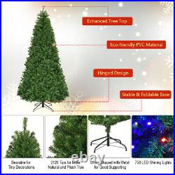 8Ft Pre-Lit Artificial Christmas Tree Premium Hinged with 750 LED Lights & Stand