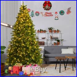 8Ft Pre-Lit Artificial PVC Christmas Tree Spruce Hinged with880 LED Lights & Stand
