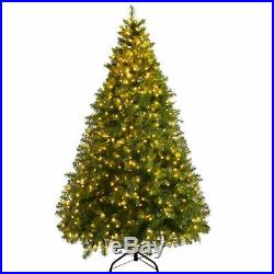 8Ft Pre-Lit Dense PVC Christmas Tree Spruce Hinged with880 LED Lights & Stand