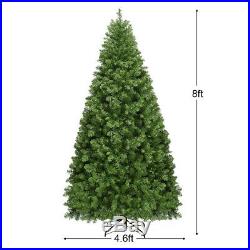 8Ft Pre-Lit Dense PVC Christmas Tree Spruce Hinged with 880 LED Lights & Stand