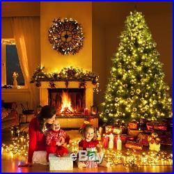 8Ft Pre-Lit Dense PVC Christmas Tree Spruce Hinged with 880 LED Lights & Stand