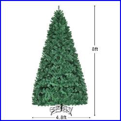 8Ft Pre-Lit Hinged Artificial Christmas Tree with 430 LED Lights & Stand Decor