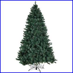 8Ft Pre-Lit PVC Artificial Christmas Tree Hinged with 430 LED Lights & Stand Green
