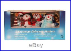 8H 5 Piece Lighted Snowman Driveway Markers Illuminated by 10 lights