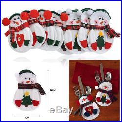 8PCS Santa Snowman Silverware Holder Pocket Holiday Party Christmas Home Decor