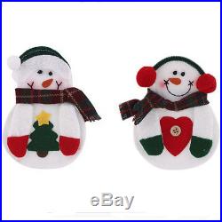 8PCS Santa Snowman Silverware Holder Pocket Holiday Party Christmas Home Decor