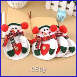 8PCS Santa Snowman Silverware Holder Pocket Holiday Party Christmas Home Decor