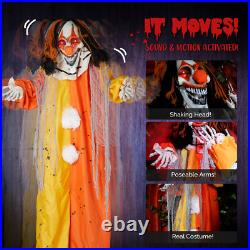 8.2ft Outdoor Red Eyed Clown Halloween Decoration Scary Inflatable Yard Prop