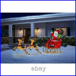 8.5' LED Rudolph Reindeer + Santa's Sleigh CHRISTMAS OUTDOOR holiday Yard Decor