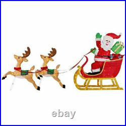 8.5′ LED Rudolph Reindeer + Santa’s Sleigh CHRISTMAS OUTDOOR holiday Yard Decor