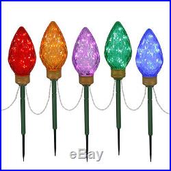 8.5in Outdoor Christmas LED Bulb Lighting MultiColor Yard Decor 5 Lights Holiday